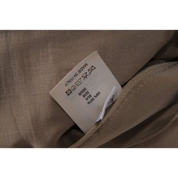Brunello Cucinelli Womens Wide Zipped Pants US 8 IT 44 Brown Silk Flowy Trousers - Picture 13 of 14